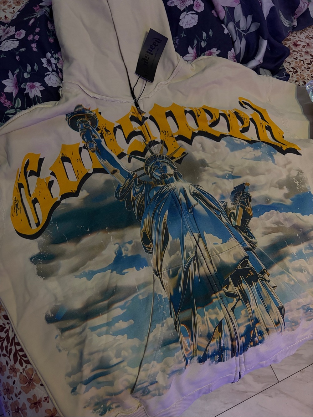 GODSPEED CHROME LIBERTY ZIP HOODIE V2 (BONE) - XXL